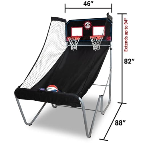 Pop-A-Shot Home Dual Shot | Arcade Basketball Game for Home | Sensor Scoring Hoop, 16 Game Modes, 7 Balls | Foldable for Easy Storage | Fun for All Players