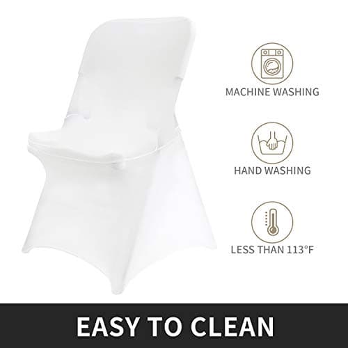 Peomeise Stretch Spandex Folding Chair Cover for Wedding Party Dining Banquet Event (White,12pcs)