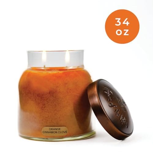 A Cheerful Giver — Orange Cinnamon Clove - 34oz Papa Scented Candle Jar with Lid - Keepers of the Light - 155 Hours of Burn Time, Gift for Women, Orange B005S4LKNO
