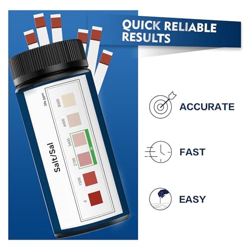 Saltwater Pool Test Strips, 0-8000 ppm, Salt Test Strips Kit for Sodium Chloride Swimming Pool and Spa Test Strips-Quick and Accurate Results