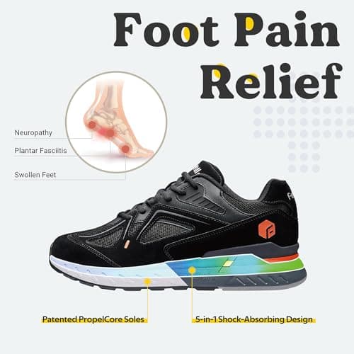 FitVille Extra Wide Walking Shoes for Men Wide Width Sneakers for Flat Feet Heel Pain Relief - Rebound Core