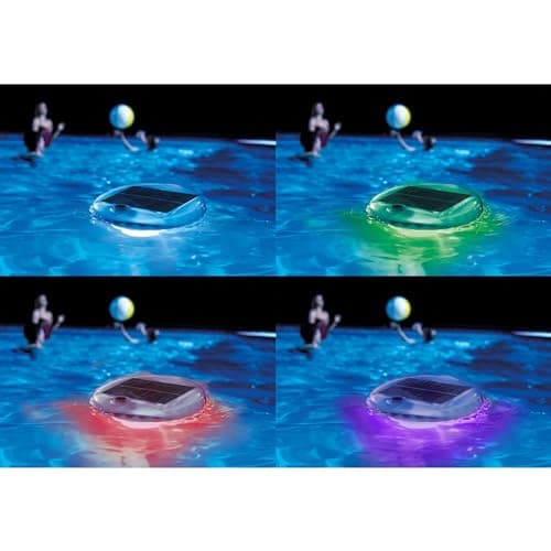 Intex 28690E Solar Powered LED Floating Light with Auto On and Auto Off, Color Changing and Static White Mode Swimming Pool Party Lights