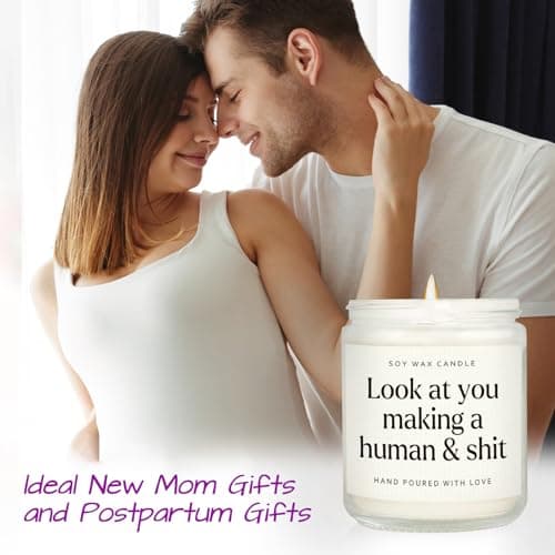 Postpartum Gift for Mom After Birth, First Time Moms Mothers Day Gift, Soy Wax Candle, 7 Oz Funny New Mom Gifts, Handmade Scented Lavender Candle for New Mom B0DW3PP13S