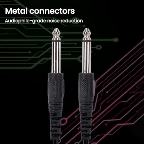 10 ft 6.35mm Guitar Cable - Straight to Straight Instrument Cable, Black Electric Guitar Cord for Electronic Drum, Musical Instrument, Speaker