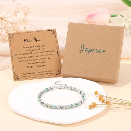 Christmas Birthday Valentines Mothers Day Graduation Gifts Natural Stone Stainless Steel Beads Bracelets Gifts for Women Moonstone Bracelet, Amazonite Imperial Jasper Bracelets B0D5B42N13