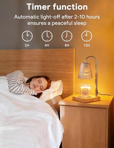 Candle Warmer Lamp with Timer, Dimmable Candle Warmer for Home Decor, Birthday Gifts for Women, Adjustable Height Wax Melts Warmer with 2 Bulbs