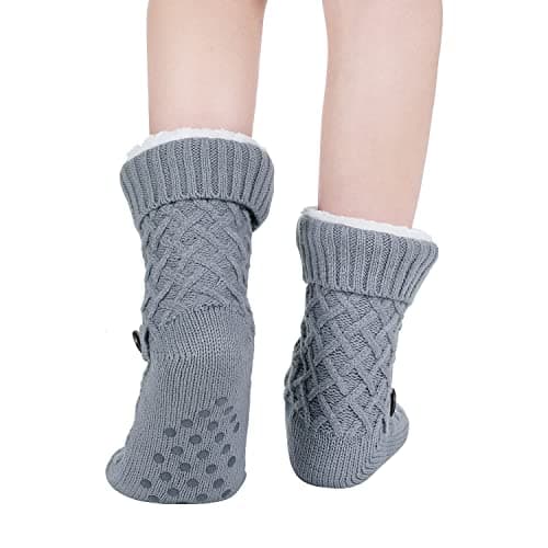 Chassic Warm Fuzzy Sherpa Lined Slipper Socks for Women with Non-Slip Grips B08HHR55W5