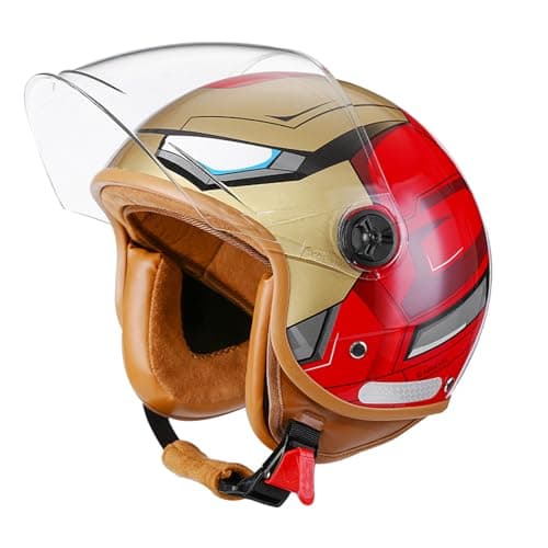 Youth & Kids Gift Retro Electric Motorcycle 3/4 Half Helmet,Toddler Cute 3/4 Open Face Motorcycle Half Helmet,DOT Approved,Boys Girls Go-Kart Dirt-Bike Street Scooter Vespa ATV Helmet