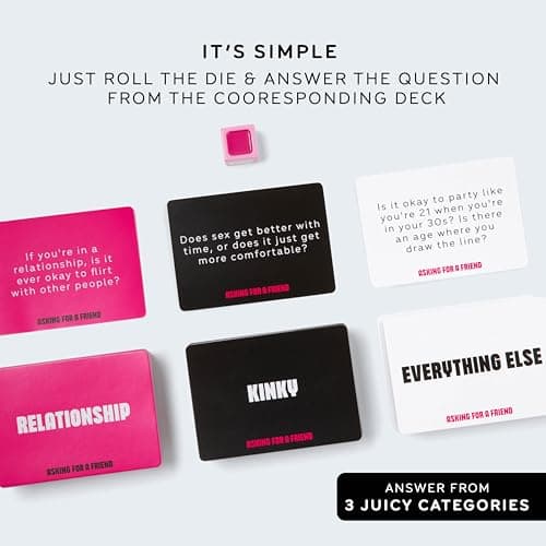 Asking for A Friend by Relatable, Great Card Games for Game Night, Bachelorette Party Favors for Social Gatherings, and Friendly Icebreakers, Includes 300 Cards and 1 Die