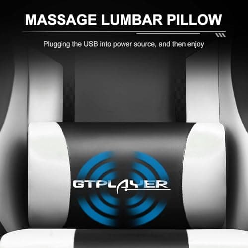 GTPLAYER Gaming Chair, Computer Chair with Footrest and Lumbar Support, Height Adjustable Game Chair with 360°-Swivel Seat and Headrest and for Office or Gaming (Pearl White)