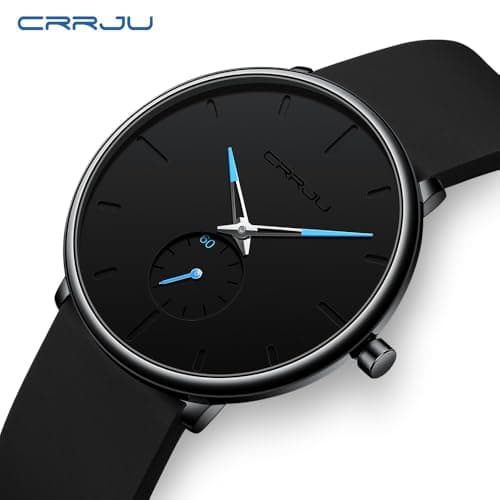 CRRJU Men’s Women Watch Casual Stylish Waterproof Quartz Unisex Wristwatches, Ultra Thin Watches for Men Women, Colorful Silicone Band