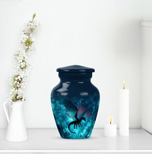 Dragon Small Memorial Urns for Human Ashes Adult Man - Keepsake Green Funeral Urn for Ashes for Women - Mini Blue Burial Urn for Mom & Dad - Cremation Urns for Human - 3 Inch B0FCMK3X17