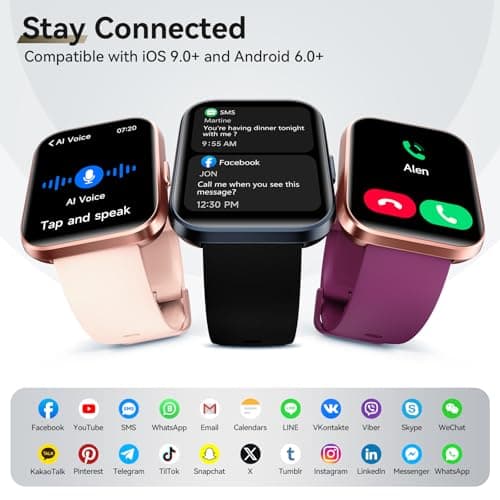 Smart Watches for Women, 1.85" Aleax Bulit-in Smart Watch for Android Phones & iPhones with Calls/Messages/Reminders, 120 Sport Modes Fitness Tracker Watch for Women with Heart Rate/Sleep/SpO2 Monitor