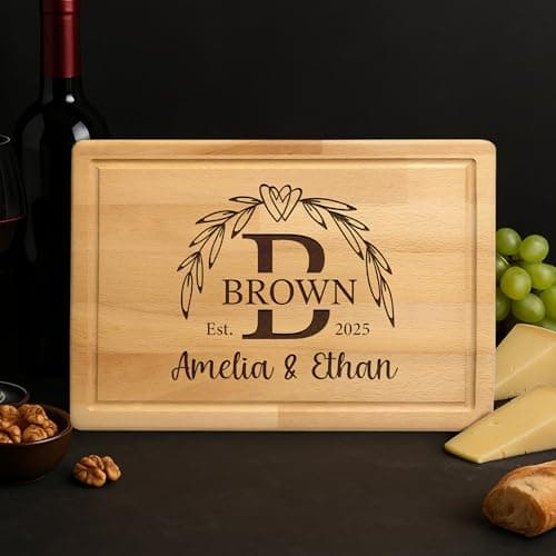 Personalized Cutting Board – Custom Wood Cutting Board for Kitchen – Engagement Gifts for Couples, Bridal Shower, Anniversary, Wedding or Housewarming Gift Idea