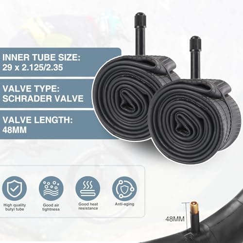 WEEROCK MTB Bike Tire Two Pack 26/27.5/29 Inch Tire Folding Bead Replacement Tyre, 2.3 Inch Wide Mountain Bicycle Tires with Inner Tubes, Black/Brown Wall Side