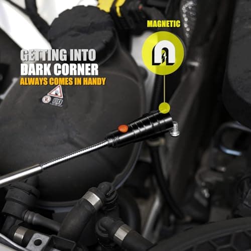 Magnetic Pickup Tool, Gifts for Men, Telescoping Magnet Flashlight, Gifts Idea & Stocking Stuffers for Men, Teen Boys, Mechanic, Boyfriend, Christmas Gifts for Dad, Husband, Father, Black