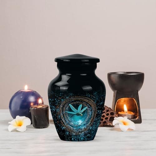 Dragonfly Keepsake Urns for Human Ashes, Black Burial Urn, Mini Handcrafted Cremated Ash Holder, Decorative Funeral Gift for Loss of Loved Ones(3 Inch) B0FS1YWSMY