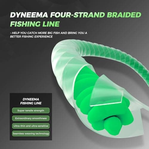 9KM DWLIFE Braided Fishing Line 8LB-120LB Dyneema Fishing Line, Zero Stretch & Anti-Bite Coating for Freshwater/Saltwater Fishing 4/8 Strands