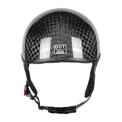 Carbon Fiber Motorcycle Half Helmet for Adults Men & Women – DOT Approved Open Face Retro Helmets with Visor, Vintage Design for Scooter, Moped, Cruiser
