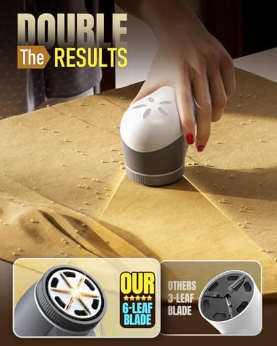 POPCHOSE Fabric Shaver, Lint Remover for Clothes, Battery Operated Lint Shaver with 6-Leaf Blades, Sweater Shavers to Remove Pilling for Clothing, Couch, Furniture, Fuzz, Lint Ball, Pillings