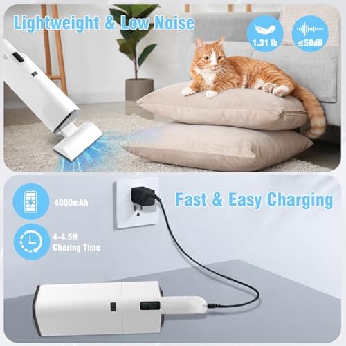 Cordless Vacuum Cleaner Handheld - 20000Pa Powerful Suction, 2-Speed Hand Vacuum Cordless Rechargeable for Car, Pet Hair, Stairs, Carpet, Couch - Portable Vac with HEPA Filter & 4 Attachments