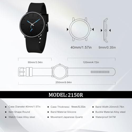 CRRJU Men’s Women Watch Casual Stylish Waterproof Quartz Unisex Wristwatches, Ultra Thin Watches for Men Women, Colorful Silicone Band