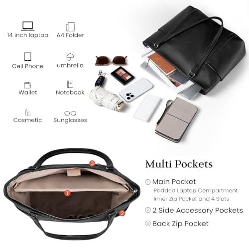 befen Genuine Leather Laptop Tote Bag for Women, Womens 15 Inch Computer Bags Work Totes Purse Shoulder Purses Handbags