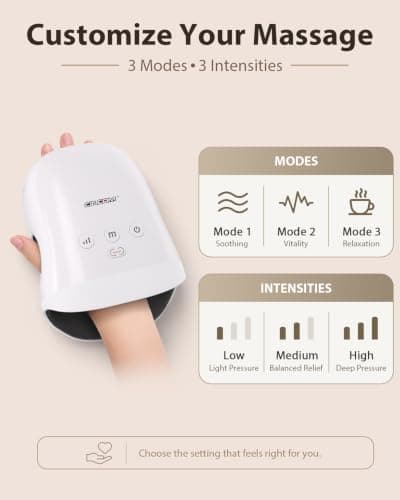 CINCOM Hand Massager - Cordless Hand Massager with Heat and Compression for Arthritis and Carpal Tunnel, Gifts for Women(White)