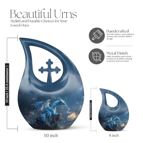 Blue Dragon Keepsake Urn for Ashes for Men, Drop Funeral Tiny & Cremation Urns for Human Ashes, Handcrafted Sympathy Gift for Loss of Family, Burial Cremains Containers (3 Inch) B0FFTCVPGZ