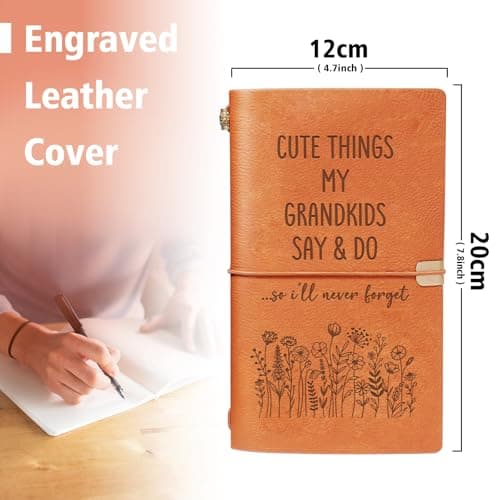 Birthday Gifts for Grandma, New Grandparent, Nana or Mimi, Leather Memory Journal Notebook Grandma Gifts, Cute Things My Grandkids Say & Do Journal Notebook B0GHRMHSN3