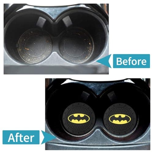 Bat Man 2Pcs Car Cup Holder Coasters for Marvel Fans, The Bat Man Car Coasters for Car Cup Holder Insert,Silicone Non-Slip Car Cup Mat, 2.75 Inch