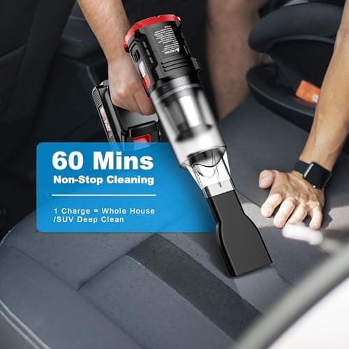 ONAVOT Handheld Vacuum Cleaner Cordless - 35000PA Strong Suction for Car & Home, Car Vacuum Portable Rechargeable Lightweight for Pet Hair with HEPA Filter, Quick Clean in Office/Desk/Couch (Red)