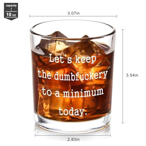 Futtumy Let’s Keep The to A Minimum Today Whiskey Glass, Funny Whiskey Gifts for Men Friends Dad Coworker Him BFF, Novelty Gifts for Birthday Christmas Housewarming Retirement Graduation, 10Oz