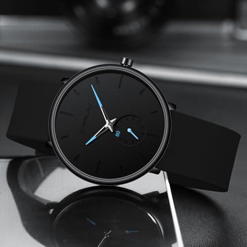 CRRJU Men’s Women Watch Casual Stylish Waterproof Quartz Unisex Wristwatches, Ultra Thin Watches for Men Women, Colorful Silicone Band