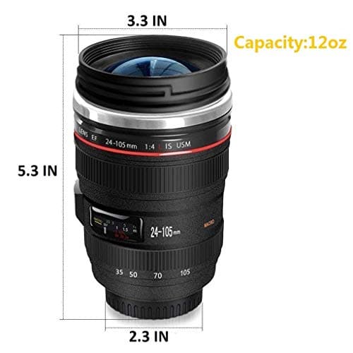 Chasing Y Camera Lens Coffee Mug -Thermal Tumbler Insulated Iced Cup with Spoon,13.5 OZ hot Coffee mug Gift for Him, Her,Mom,Dad Gifts, Photography, Friends,Camera accessories,Travel,School B07MV4LP6S