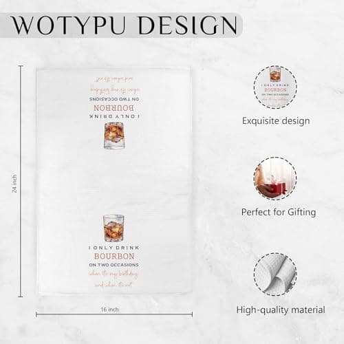 Bourbon Gifts Kitchen Bar Towels, Gifts for Whiskey Lovers Dish Tea Towel, Bourbon Lover Decorative Hand Towels for Kitchen Bar Cart Decor, 16x24 Inch B0FNDNMVDV