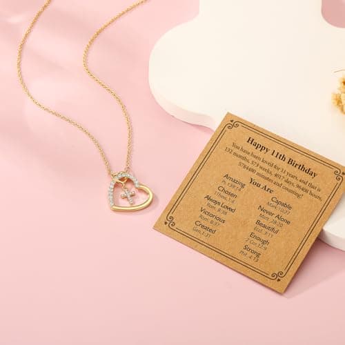 Happy 6th 7th 8th 9th 10th 11th 12th 13th Birthday Necklace Gifts for Girls, 14K Gold Plated Necklace Religious Christian Jewelry for Her 16+3 Inches