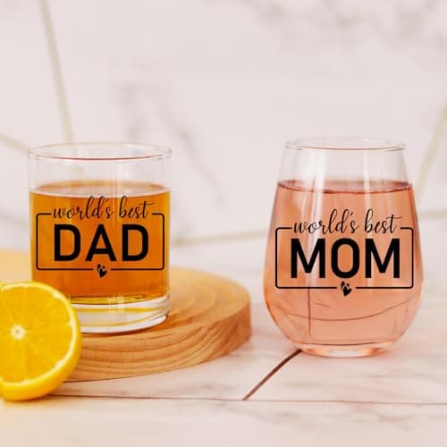 Breezy Valley Mom Dad Cups, Birthday Gifts for Mom from Kids - Worlds Best Moms Dad Gifts Mug Sets, Gift Ideas for Moms Dads Together, Cup Mugs for Parents B0FQ5FD1WZ