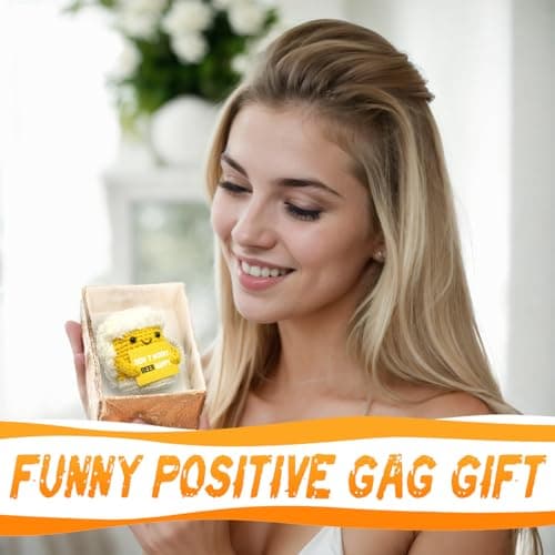 A AIFAMYFunny Positive Coffee, Emotional Crochet Doll, Cute Crochet Potato Partner Toy with Positive Card Cheer Up Funny Gag Gifts for Best Friend Birthday Women Teacher Fall(Beer