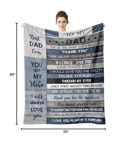Yamco Dad Birthday Gifts Blanket - Dad Gifts from Daughter Christmas 60"x50" Blankets - Father Birthday Gifts for Dads Who Wants Nothing - Fathers Day Presents from Son - Best Daddy Ever Gift Ideas
