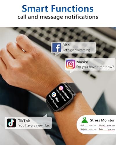 MorePro Fitness Tracker with 24/7 Heart Rate & Blood Pressure Monitor, Blood Oxygen & Sleep Tracker, Smart Watch with Step Calorie Counter, IP68 Waterproof Activity Tracker for Women Men Android iOS