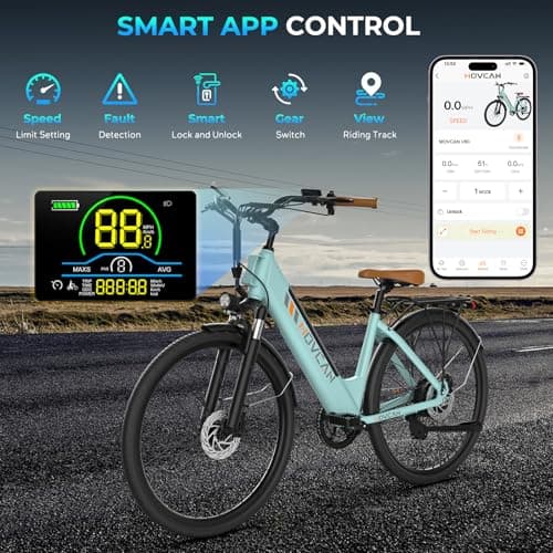 Movcan V80 Electric Bike, 1000W Motor 28MPH 26'' City Cruiser Ebike for Adults, 48V 13Ah Removable Battery Up to 70 Miles, 7-Speed Dual Disc Brake, Mountain E-Bike for Commuting