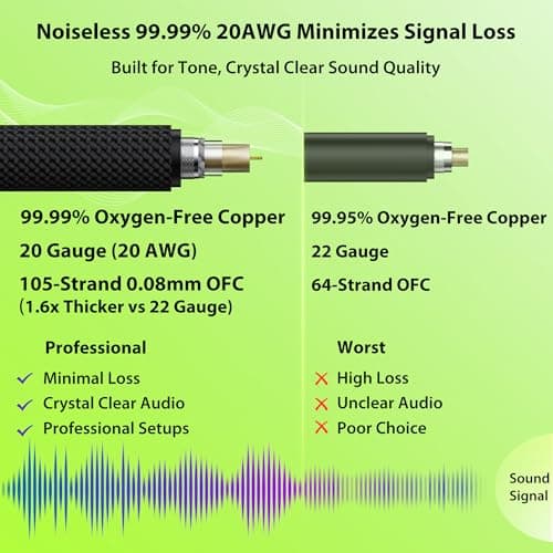 AA AUDIO ACCESSORY Guitar Cable 10 ft 2 Pack, Nylon Braided Anti-Kinking Kevlar-Reinforced, 20AWG 99.99% OFC, Heat-Shrink Protected 1/4 Instrument Cable, Shielded Amp Cord for Fender Electric Guitar