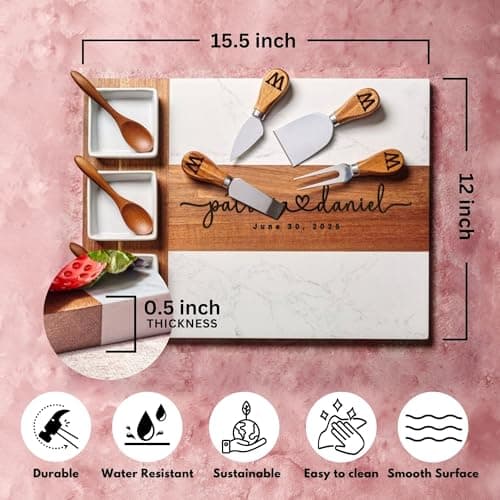 Personalized Charcuterie Board Gifts for Couples, Custom Wedding Gift Ideas, Cheese Board Engagement Gifts, Serving Tray Gift Set