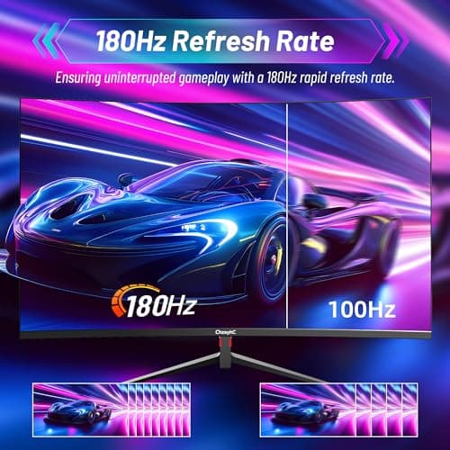 24 Inch Curved 180Hz Gaming Monitor, 1800R Curved Gaming Monitor, 1ms MPRT, FHD(1920×1080P), Freesync, HDMI2.0,DP1.4, VESA Mountable(HDMI Cable Incl.)