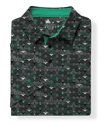 ZITY Men's Golf Shirts Short Sleeve Moisture Wicking Performance Print Patterns Casual Collared Golf Polo Shirt for Men