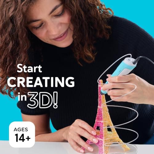 SCRIB3D P1 3D Printing Pen with Display - Includes 3D Pen, 3 Starter Colors of PLA Filament, Stencil Book + Project Guide, and Power adapter