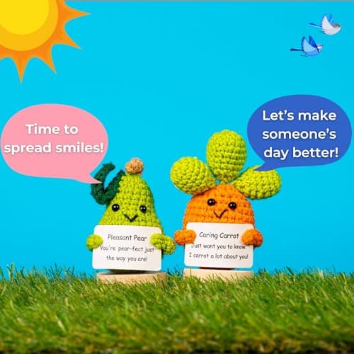 Cheerpal Veggies — Crochet Veggie Pack w/Stand (9 pc) Handmade Crochet Figurines Decor - Desk, Office, Coworker, Friend | Gifts for Women, Teen Girls, Mom, Girlfriend