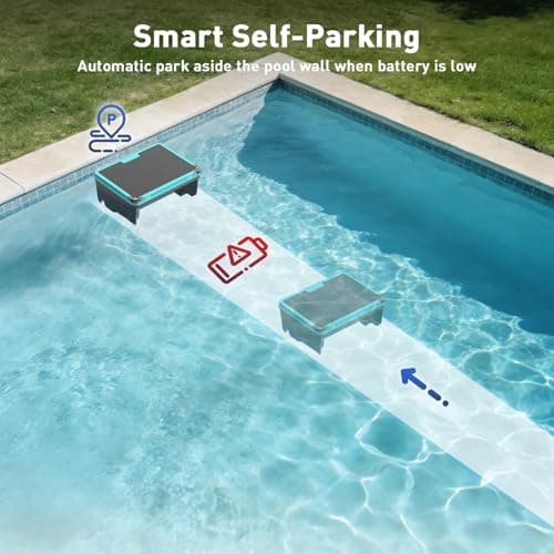 KKI Solar Robotic Pool Skimmer, Cordless Pool Cleaner Vacuum with App & Remote Control,for Inground & Above Ground Pools,Self-Parking