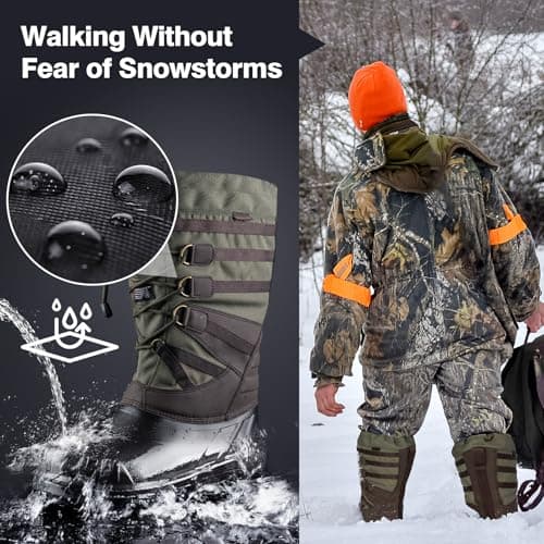 FREE SOLDIER Snow Boots for Men Waterproof Anti-slip 3M Lining Lightweight Tall Outdoor Warm Winter Work Boots